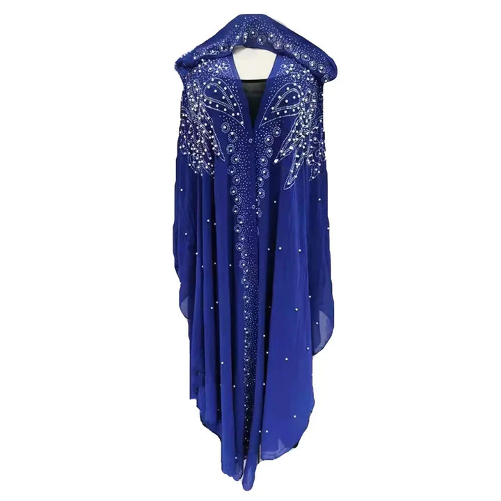 Abaya Morocco Kaftan Dubai Hooded Maxi Dress Bat Sleeve Farasha Kaftan Muslim Women African Open Kimono Boubou Evening Dresses