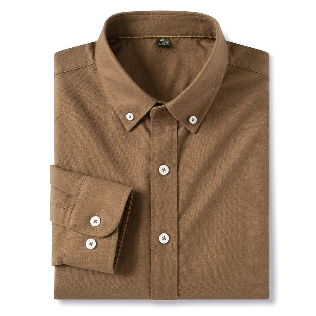 100% Cotton Brushed Long Sleeve Shirts for Men Slim Fit Casual Plain Shirt Solid Color Fashion Korean Popular Tops Red Clothes
