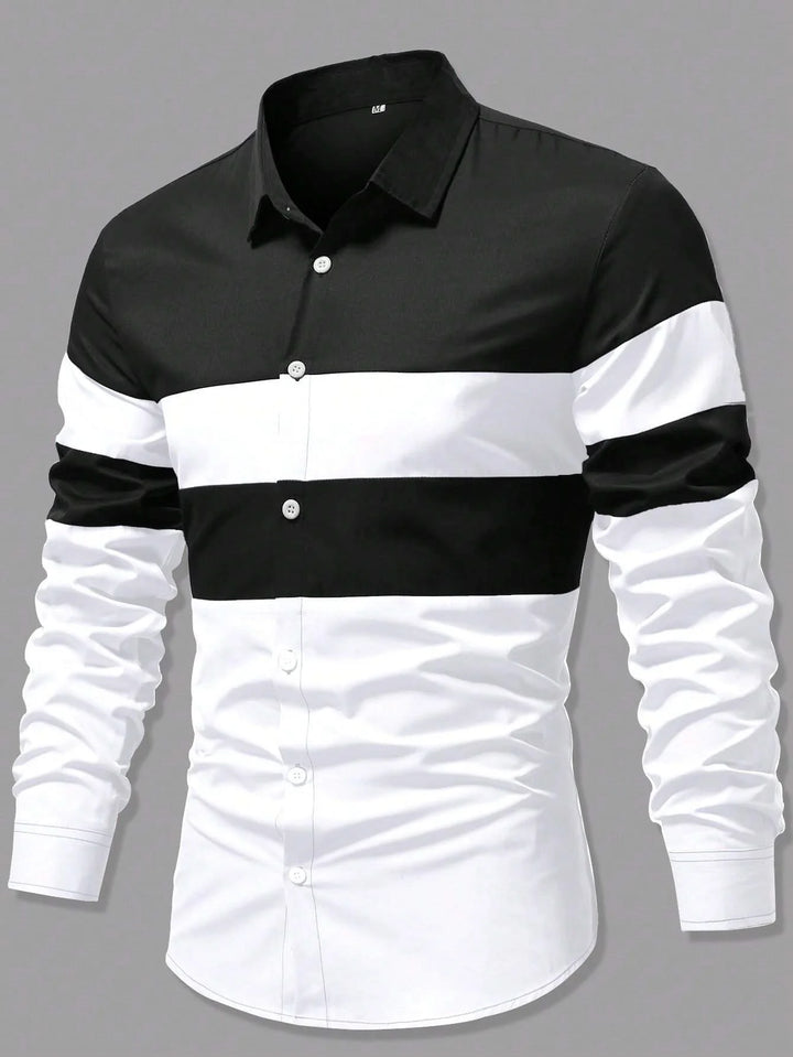 Men's Fashion Classic Business Casual Shirt Street Comfortable Long Sleeve Collar Single breasted Shirt Social Party Men's Shirt