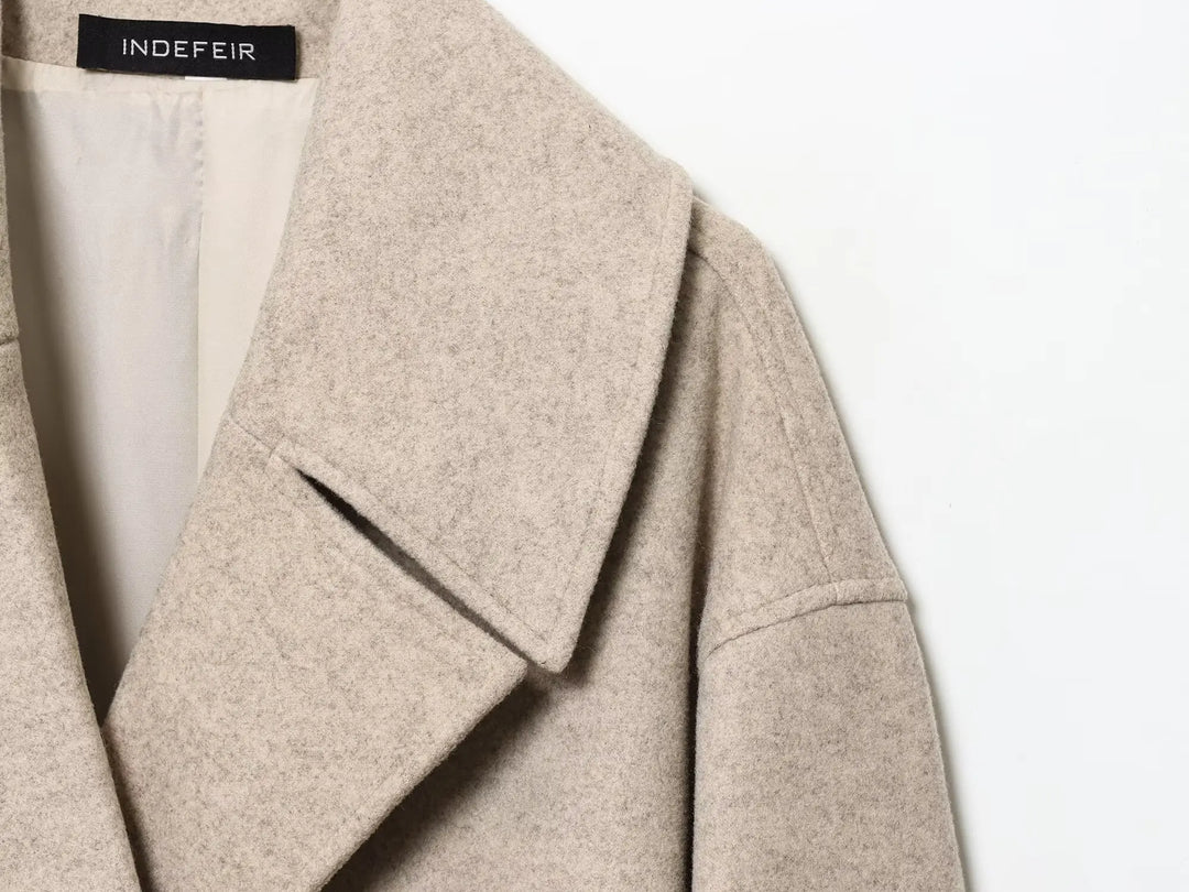 Women’s Double-Breasted Jacket – Elegant Lapel Coat for Autumn & Winter 2025