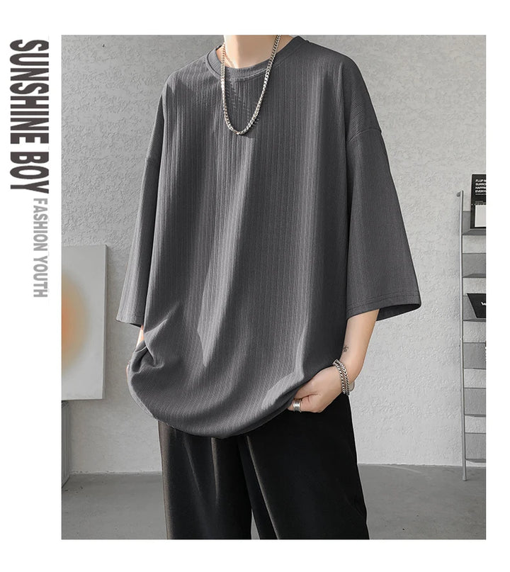 men t shirts Summer Men's White Cool T-shirts Women Oversized 5XL Korean Style Loose Striped T-shirt Casual T-Shirt Male