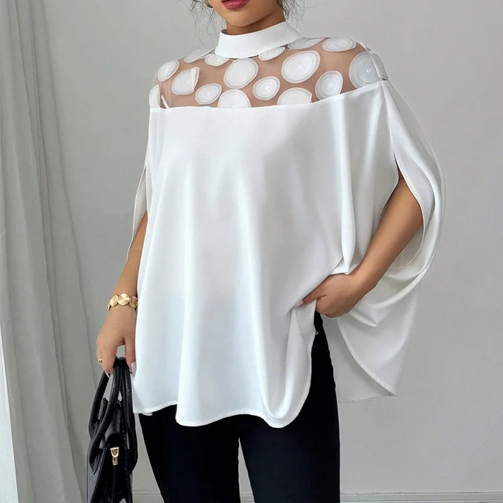 Women’s Mesh Off-Shoulder Top – Summer Bat Sleeve Shirt
