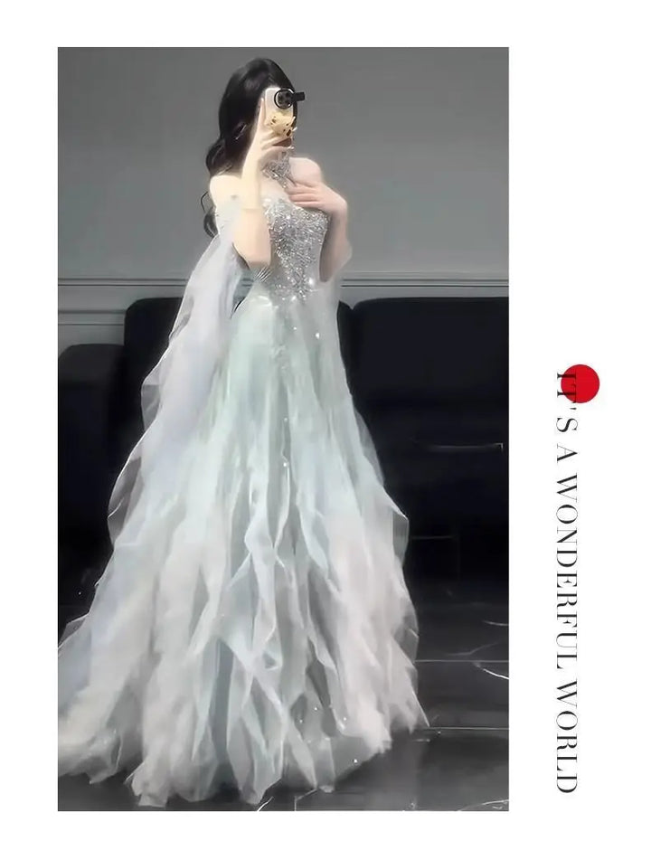 Evening Gown Dress For Women 2025 New High-end Light Luxury Niche Heavy Industry High-end Sense Elegant Temperament Host Dress