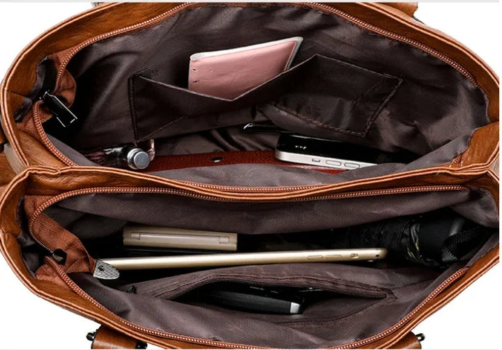 Elegant Women’s PU Leather Handbag – Top-Handle Shoulder & Crossbody Tote