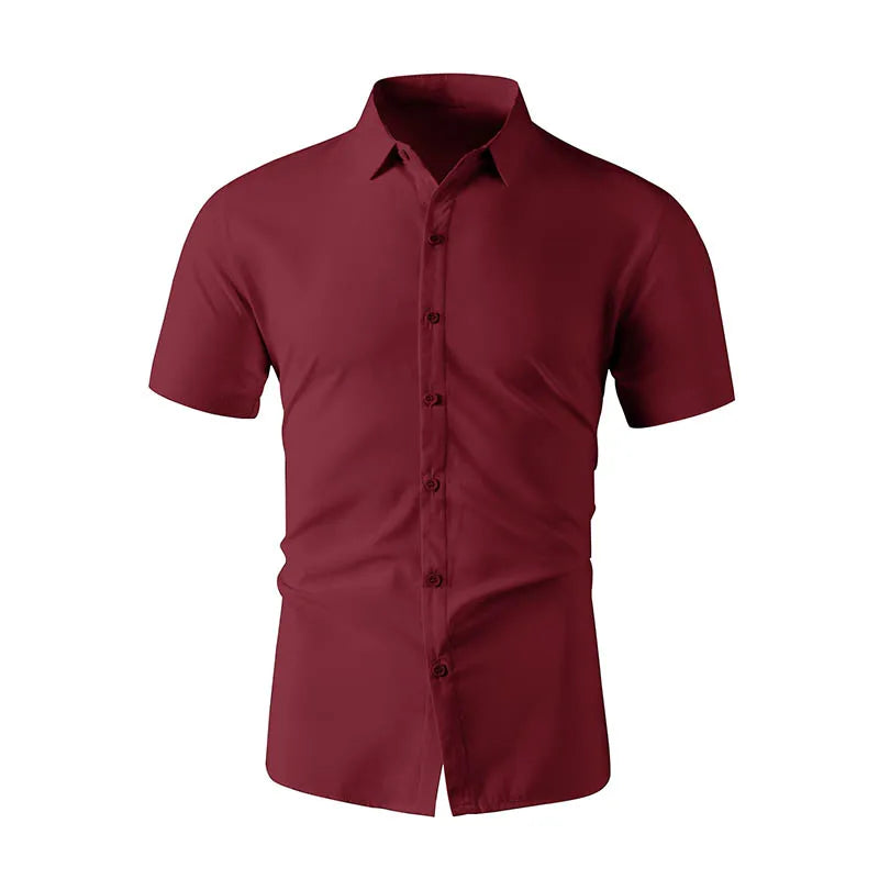 Men's Black Short Sleeve Dress Shirt Slim Fit Non-iron Formal Business Button Down Shirt for Office
