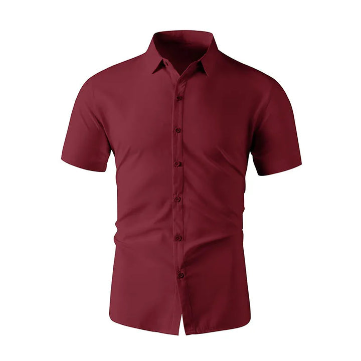 Men's Black Short Sleeve Dress Shirt Slim Fit Non-iron Formal Business Button Down Shirt for Office