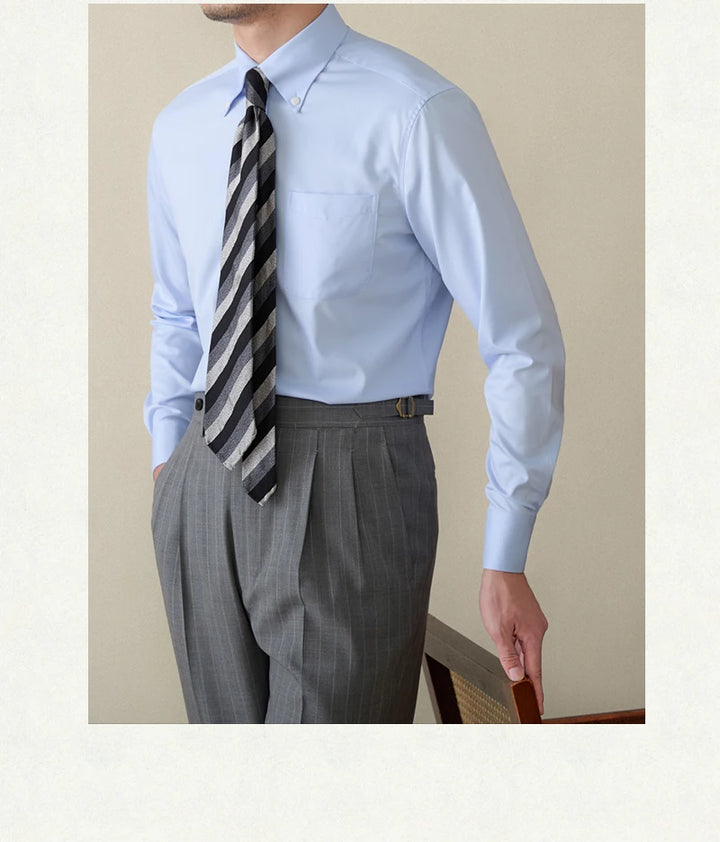 Business Non-ironing Long-sleeved Shirt British All-match Slim-fit Workplace Three-proof Skin-friendly Breathable Shirt Trendy