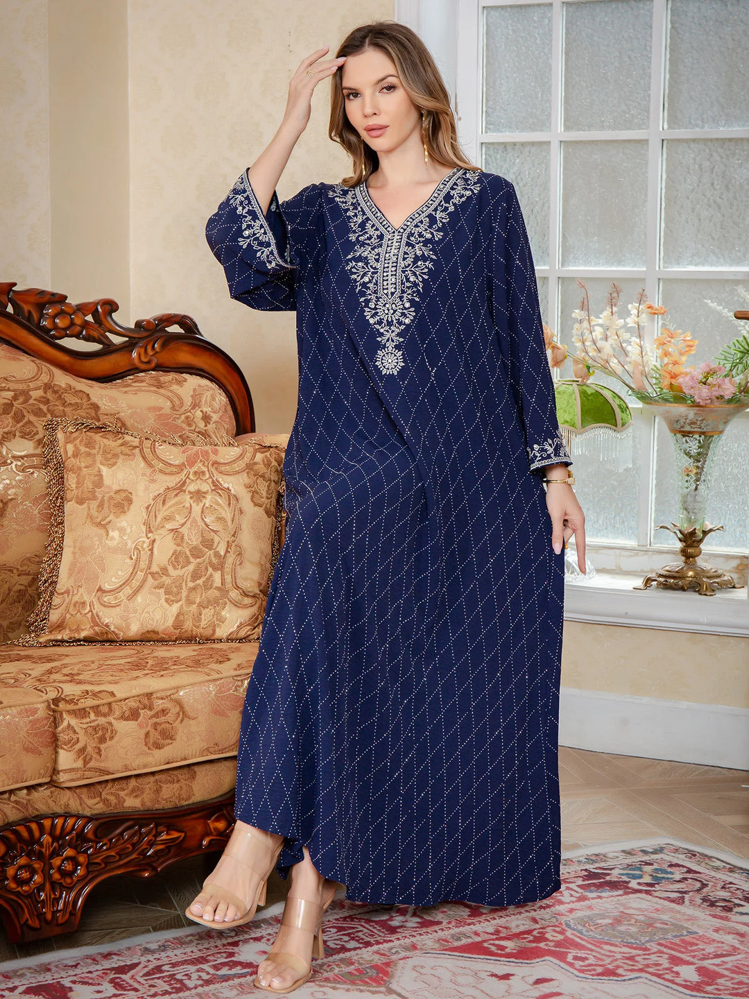 Muslim Abayas Arabic Embroidery Kaftan Women's Elegant Dresses Dubai Kaftan Eid Ramadan Caftan Robe Jalabiya Turkey Morocco Gown