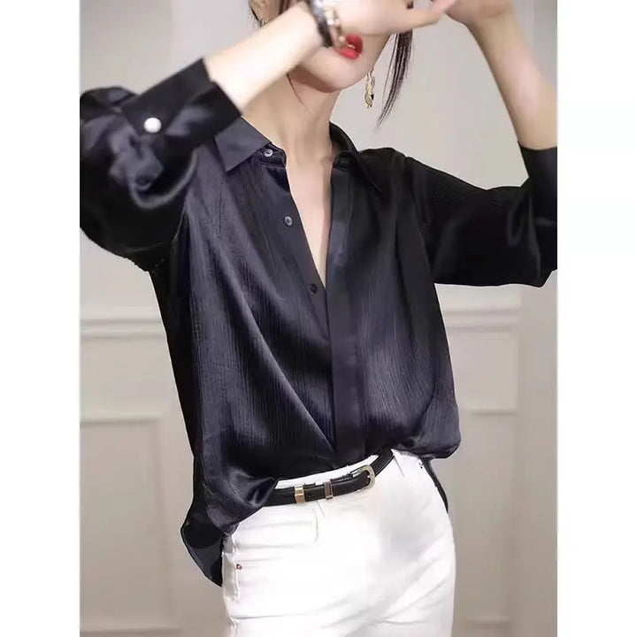 Women’s Satin Long Sleeve Shirt