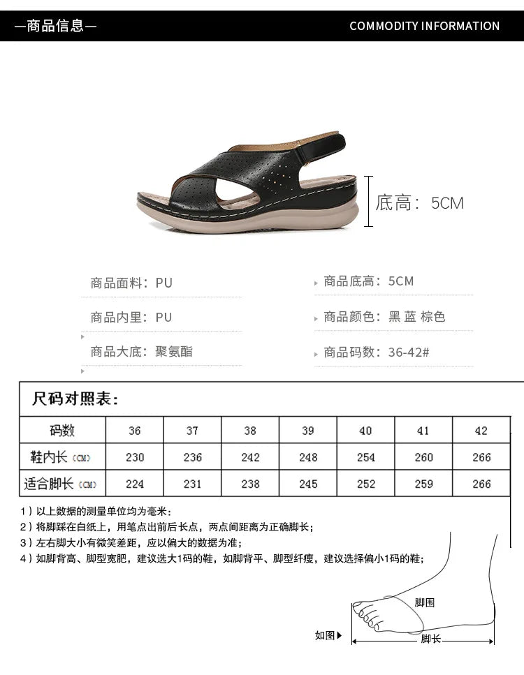 Women's sandals soft, breathable, non slip, lightweight comfortable suitable daily leisure  vacation thick soles sloping heels