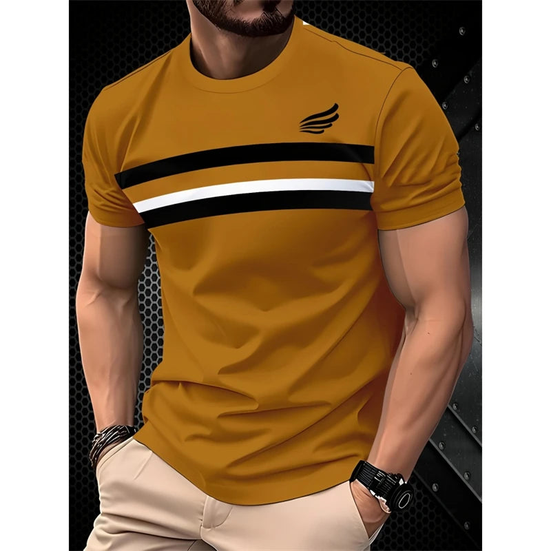 Simple Fashion Striped Graphic T Shirts For Men Summer Casual Short  Sleeve 3D Printed T-shirts Loose Breathable Daily Wear Tees