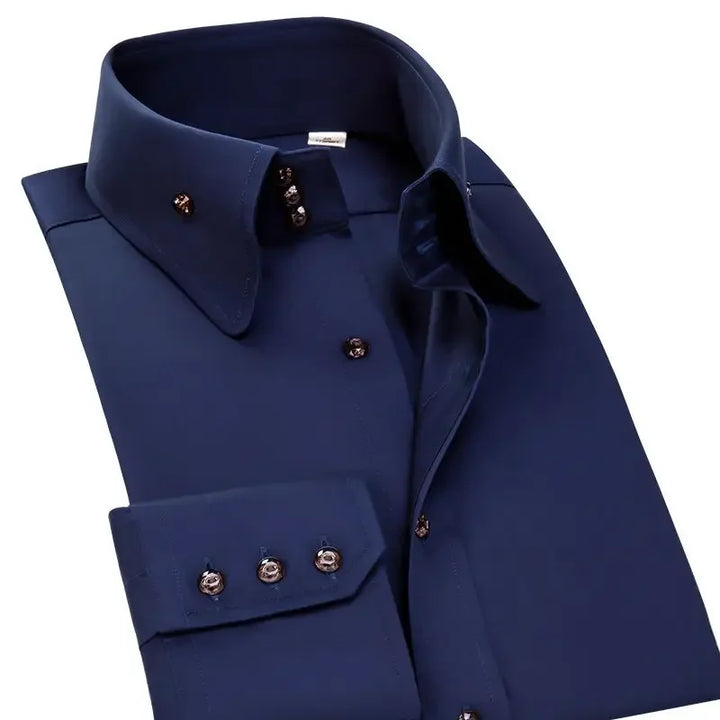 Men's Dress Shirts Non-ironing Formal Collar Shirt Fashion Korean Slim Solid Color Business Casual Shirt White Spring Autumn