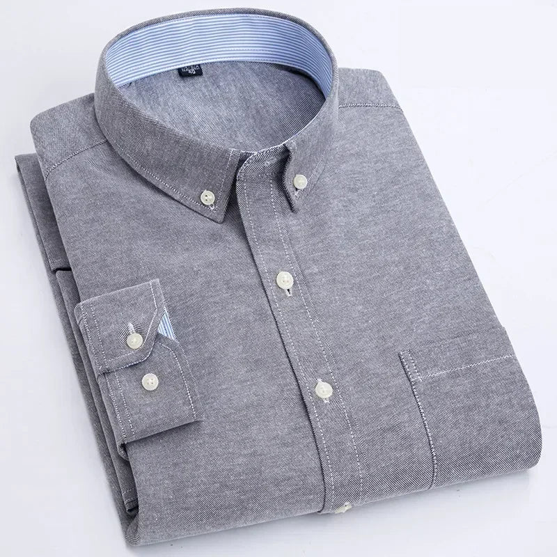 Men's Long Sleeve Shirt Spring Summer Autumn Winter Oxford Woven Slim Free Ironing Comfortable Soft Casual Fashion Simple Work