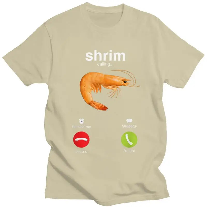Shrim Is Calling T-Shirt Women's Short Sleeve Funny Shrimp Meme T-Shirt Street Style T-Shirt Top Women Clothing Graphic T Shirts