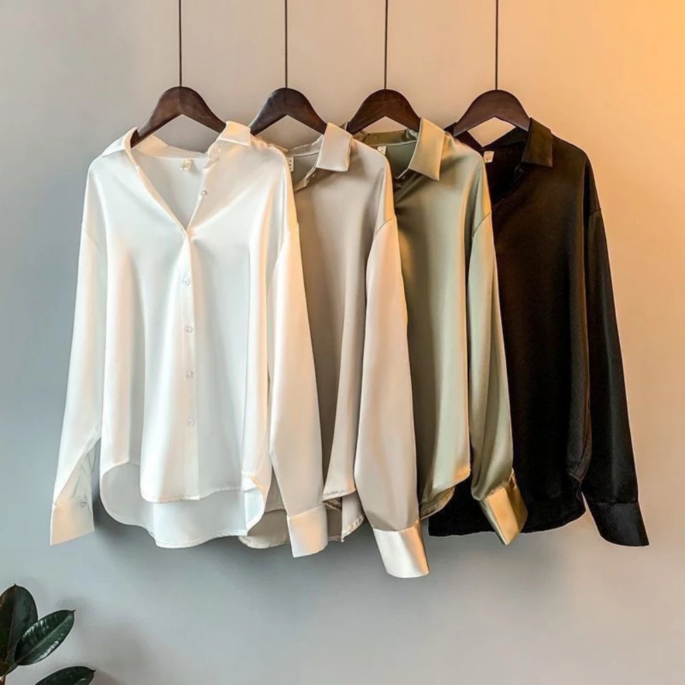 Summer Shirts And Blouses Woman Casual Top Autumn Winter Korean Long Sleeve Button Elegance Sweet Casual Office Lady New Shirts