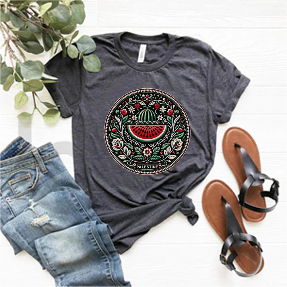 Watermelon Shirts Fruit Shirt Human Rights Tee Protest Tshirt Trendy Aesthetic Clothes Unisex Short Sleeves Top