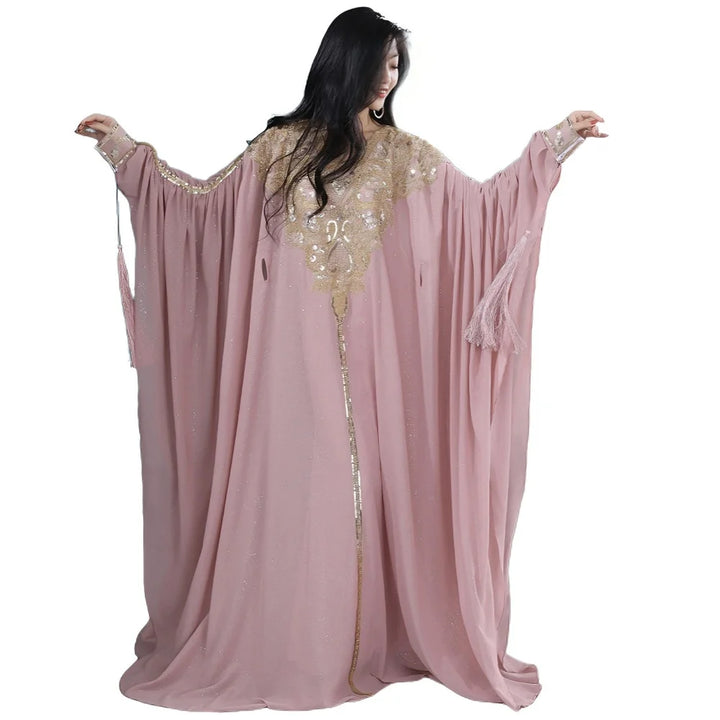 Egyptian Traditional Khaleeji Thobe Dress Folk Dance Robe Belly Dance Kaftan Rhinestone Competition Khaleegy Costume with Belt