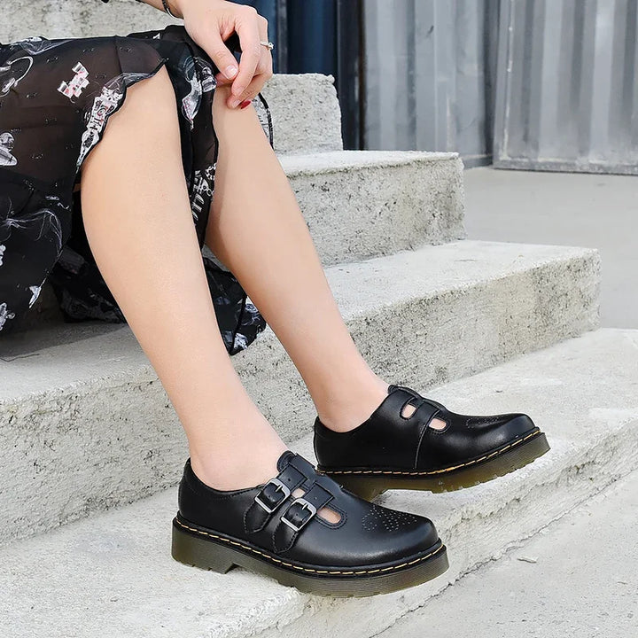 Women’s British Style Mary Janes – Leather Low-Top Casual Shoes