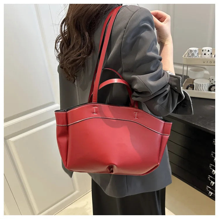 Women’s PU Leather Tote Bag – Large Vintage Shoulder & Crossbody Purse