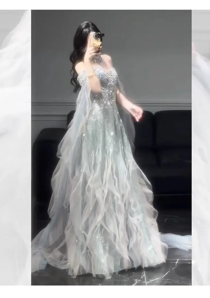 Evening Gown Dress For Women 2025 New High-end Light Luxury Niche Heavy Industry High-end Sense Elegant Temperament Host Dress