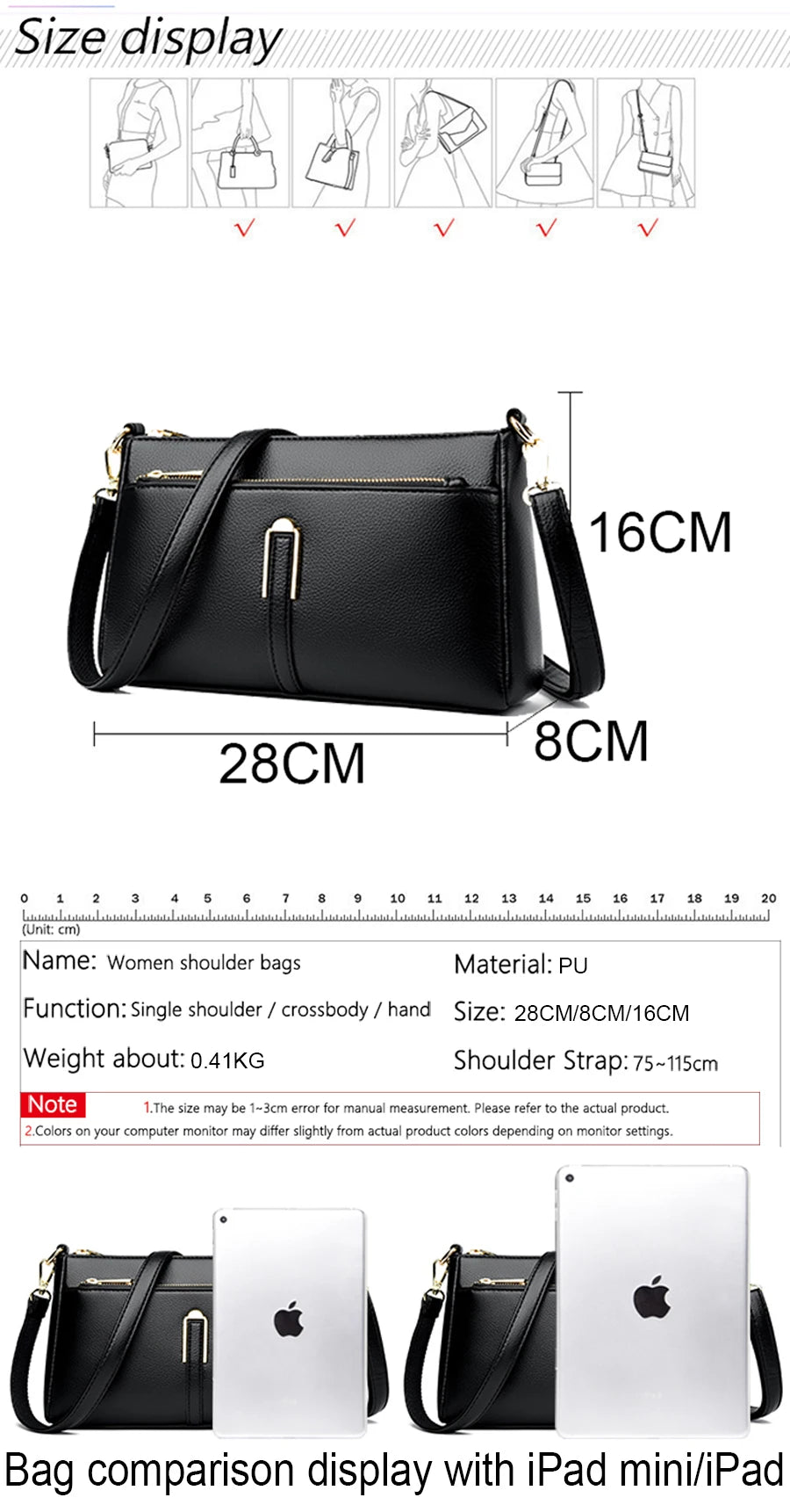 Women’s Luxury Leather Shoulder & Crossbody Bag – Designer 2024
