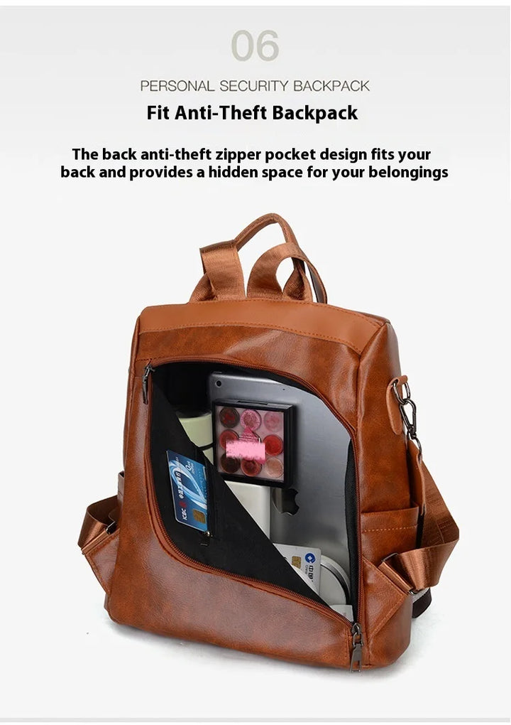 Women’s PU Leather Backpack – Fashion Daypack Shoulder Handbag