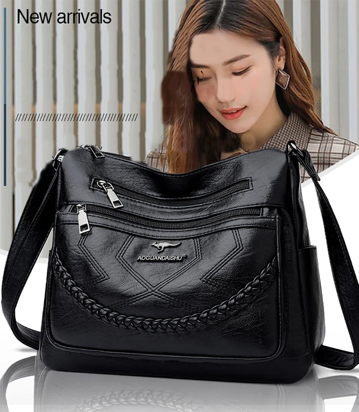 Luxury Women’s Leather Handbag – Multi-Pocket Crossbody & Shoulder Bag 2026