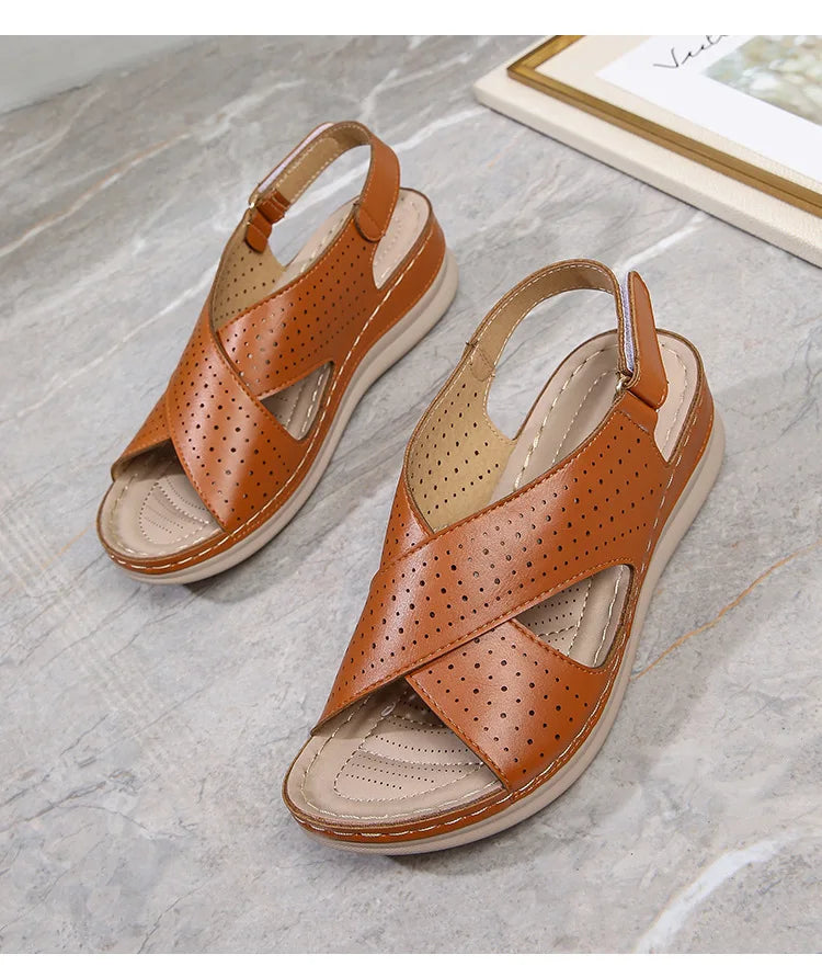 Women's sandals soft, breathable, non slip, lightweight comfortable suitable daily leisure  vacation thick soles sloping heels