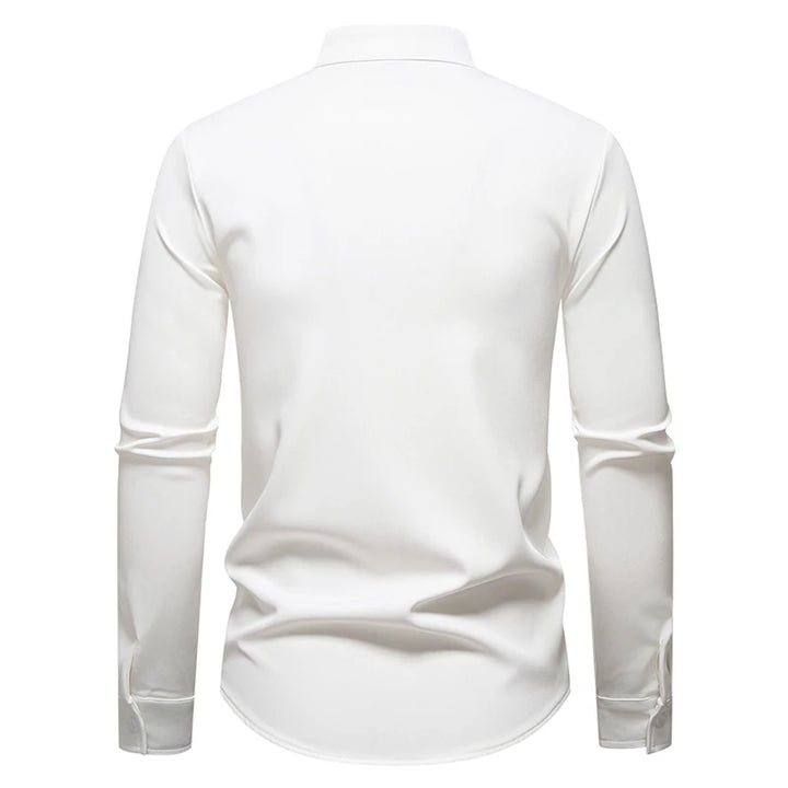 2025 Spring New Men Shirt Chinese Style Clothing Slim Fit Long Sleeves Shirt Camisa Social Office Wear Mandarin Collar Shirt
