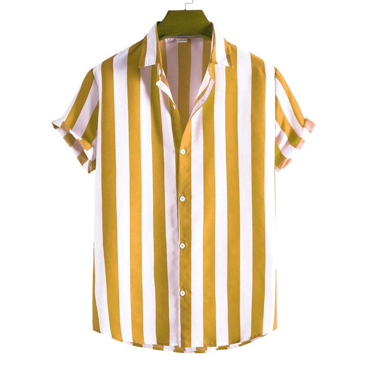 Men's Shirts Striped Shirts 3D Hawaiian Button Short Sleeve Plaid Red Top Beach Wear Black and White Shirt Men's Clothing