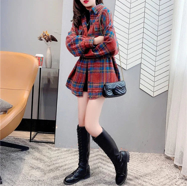 Women’s Vintage Check Jacket – Luxury Spring & Autumn Casual Coat 2025