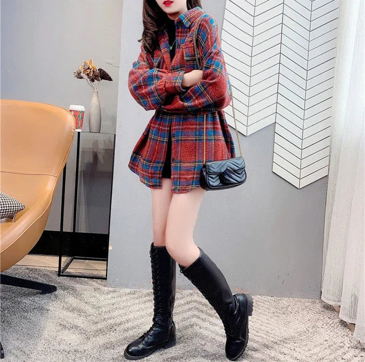 Women’s Vintage Check Jacket – Luxury Spring & Autumn Casual Coat 2025
