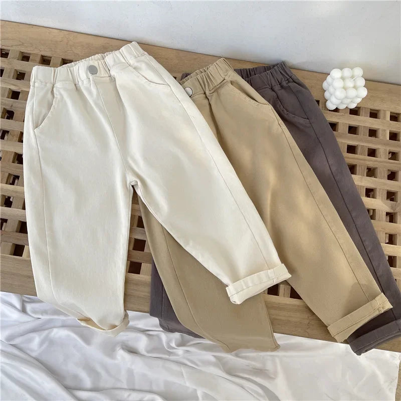 Korean Style Kids Pants - Autumn Spring Slacks for Boys & Girls, Foreign Fashion Trousers Winter Clothes for Girls