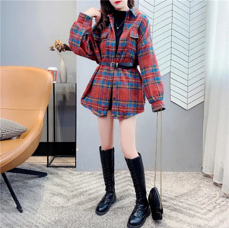 Women’s Vintage Check Jacket – Luxury Spring & Autumn Casual Coat 2025