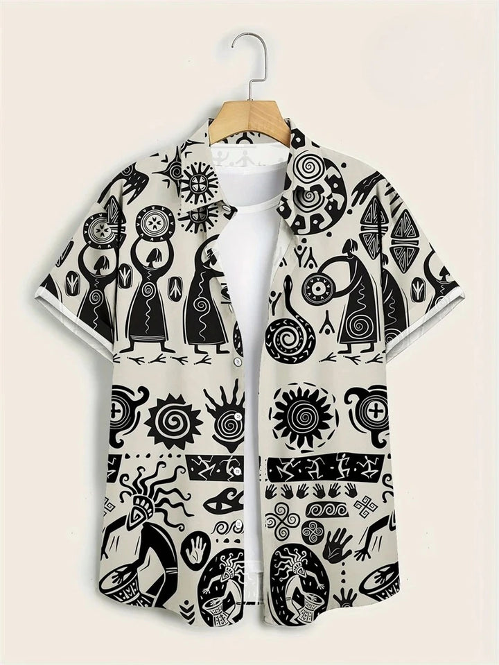 Hawaii Shirts for Men 3D Paisley Graphic Short-sleeved T-shirt Casual Lapel Buttons Male Tops Summer Oversized Bohemian Man Tees