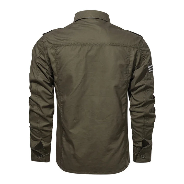 Cotton Shirt Men Casual Solid Long Sleeve Blouses High Quality Militar Overshirt Brand Clothing Black Cargo Shirts for Men 6XL