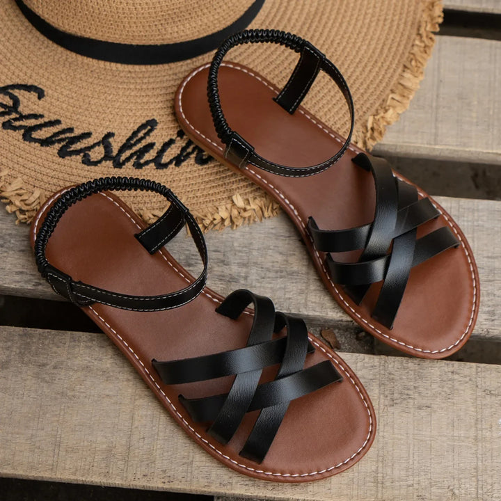 2024 Women’s Summer Flat Sandals – Roman Strap, Non-Slip Rubber Sole