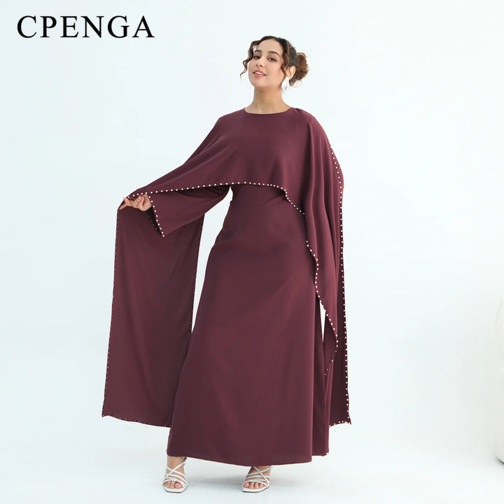 Luxury Dubai Shawl Abaya Elegant Beaded Waist Cinching Kaftan Muslim Women Traditional Dress Maxi Long Sleeve Robe Eid Outfit