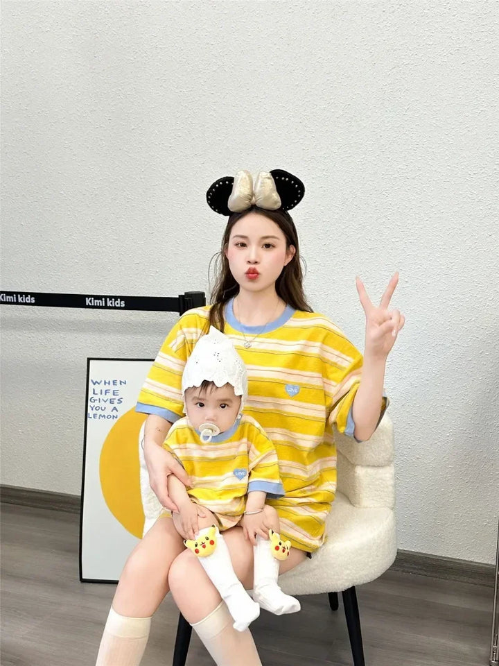 Summer Family T Shirts Parent-child Clothes Mother Father and Daughter Son Boy Girl Matching Tee Shirt Tops Baby Cotton Bodysuit