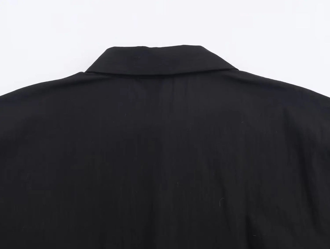 Schwarzes Damen-Langarm-Freizeithemd