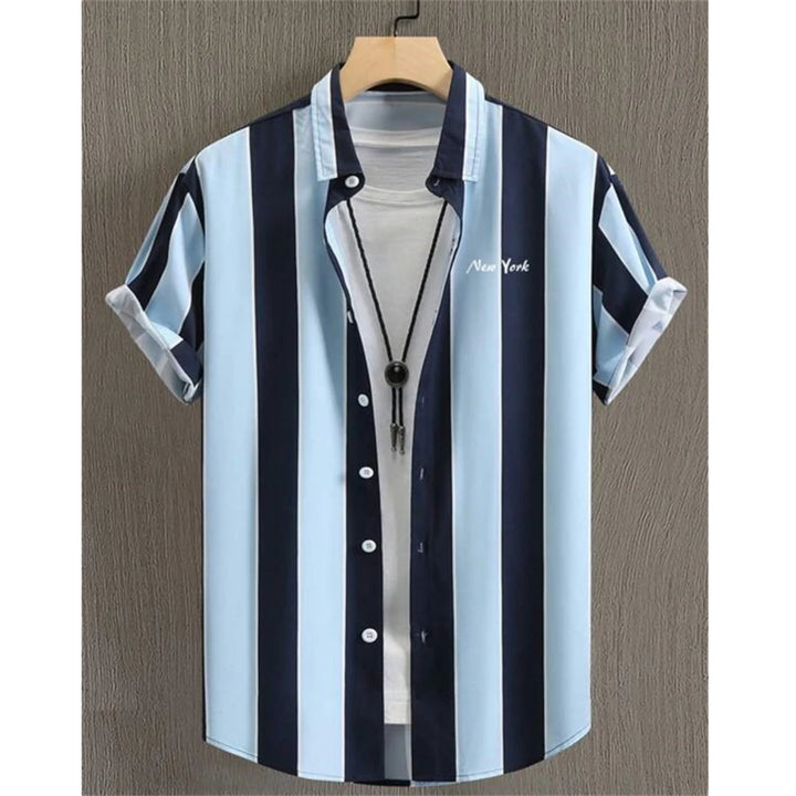 Hawaiian Shirts For Men 3d Striped Print Short Sleeve Shirts Summer Loose Casual Tops Simple Fashion Oversized Men Clothing