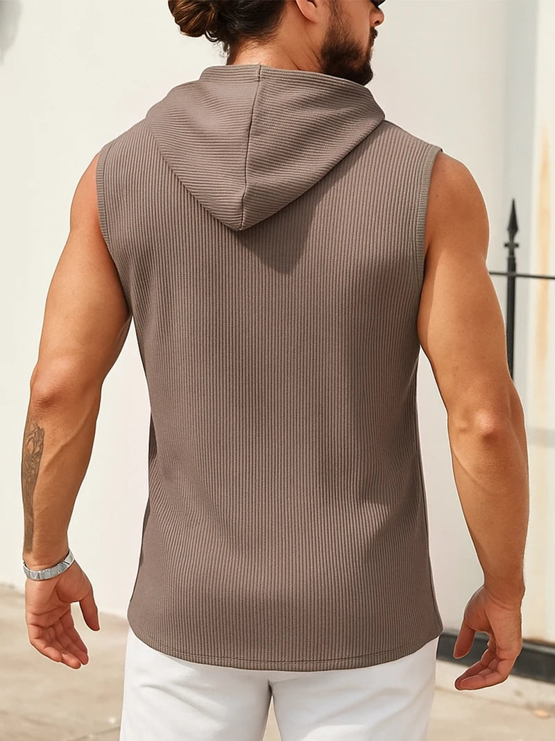 Men’s Hooded Tank Top – Sleeveless Muscle Fit Streetwear Tee