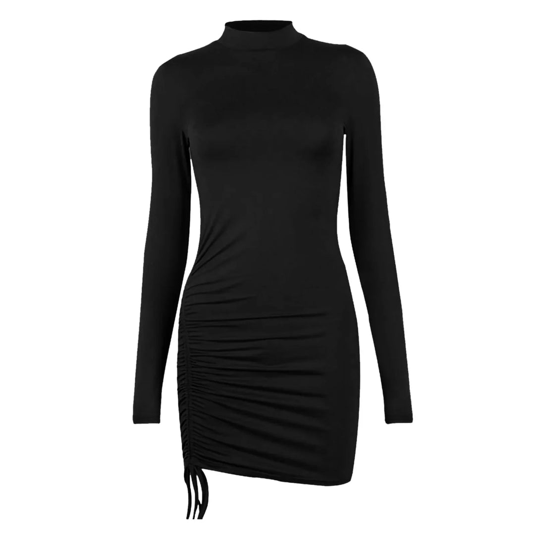 Female Dresses Outfits Women'S Dress Long Sleeve Solid Color Drawstring O-Neck Tight-Fitting Vestidos De Fiesta Elegantes 2025