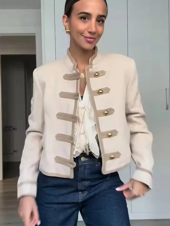 Women’s Autumn 2025 Jacket – Chic Long Sleeve Coat with Rope Knot Buckle