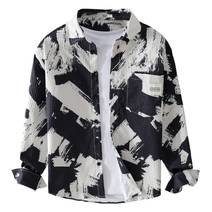 High-quality long-sleeved shirt for new autumn fashion, trendy brand, handsome business style, textured striped shirt, slim fit