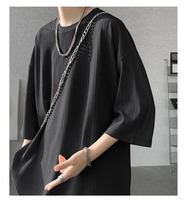men t shirts Summer Men's White Cool T-shirts Women Oversized 5XL Korean Style Loose Striped T-shirt Casual T-Shirt Male