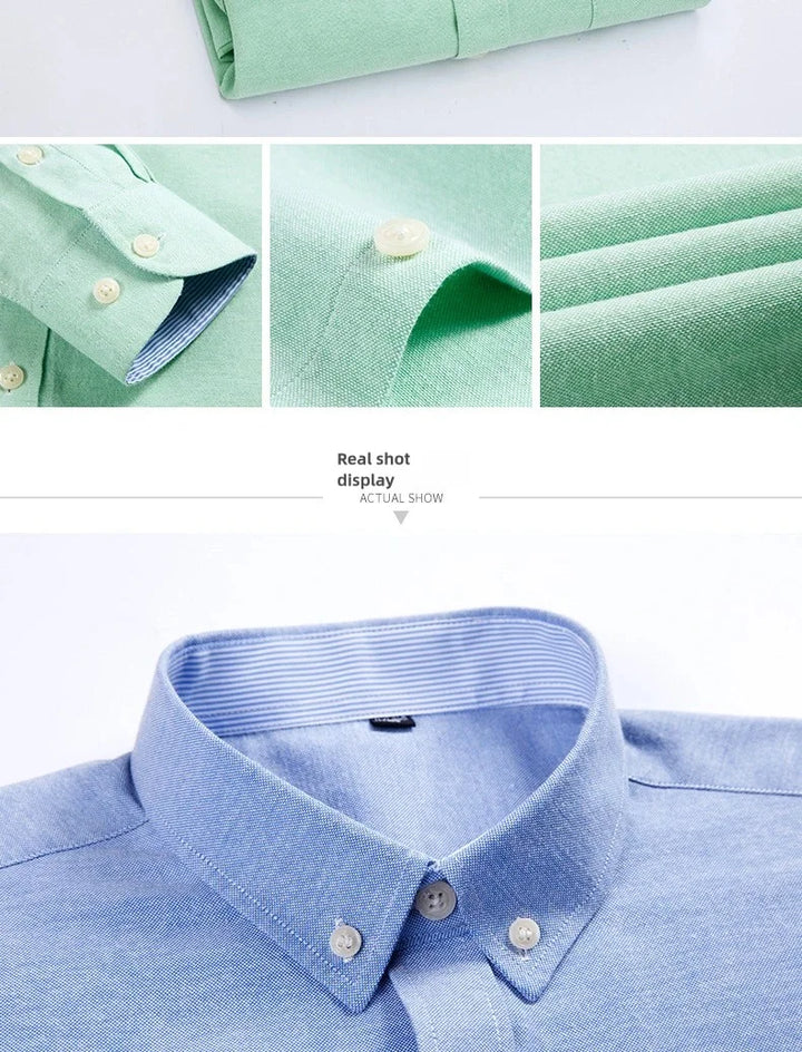 Men's Long Sleeve Shirt Non-Ironing Oxford Spinning Spring Summer Autumn Slim Casual Comfortable All Fashion Fast Color Shirt