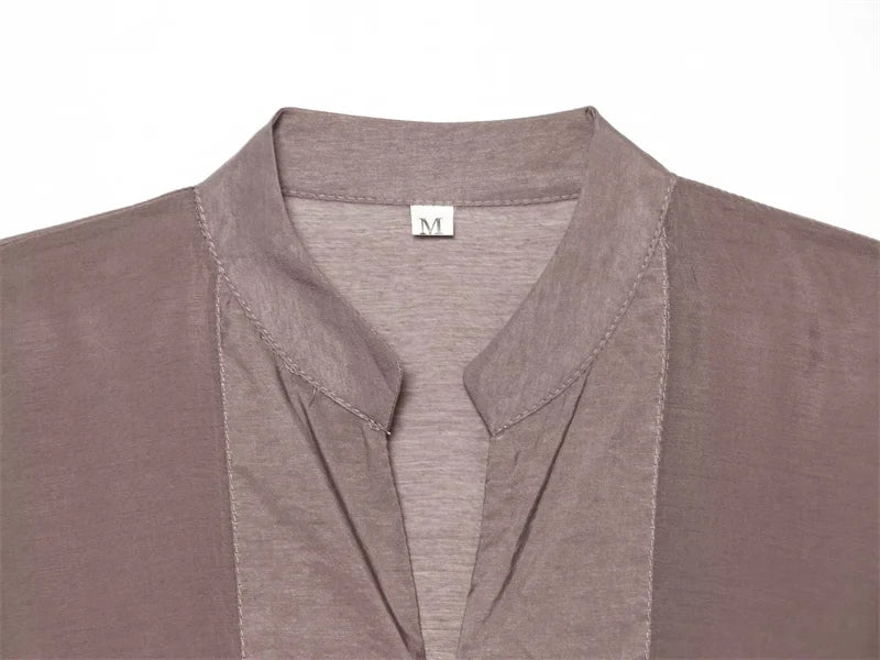 Women's Shirt 2026 New Fashion Summer Solid Color Oversize Rope Knot Detail Draped Shirt for Women Loose Chic Ladies Shirt Top