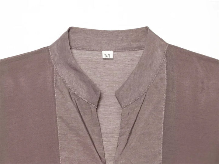 Women's Shirt 2026 New Fashion Summer Solid Color Oversize Rope Knot Detail Draped Shirt for Women Loose Chic Ladies Shirt Top