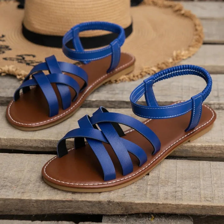 2024 Women’s Summer Flat Sandals – Roman Strap, Non-Slip Rubber Sole